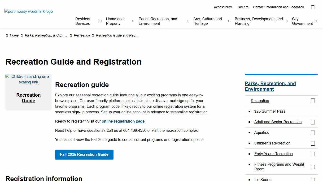 Recreation Guide and Registration City of Port Moody