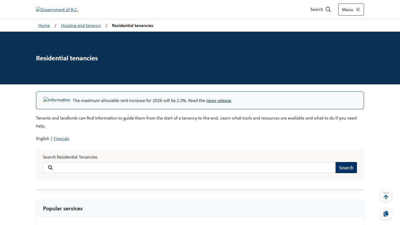 Residential tenancies - Province of British Columbia